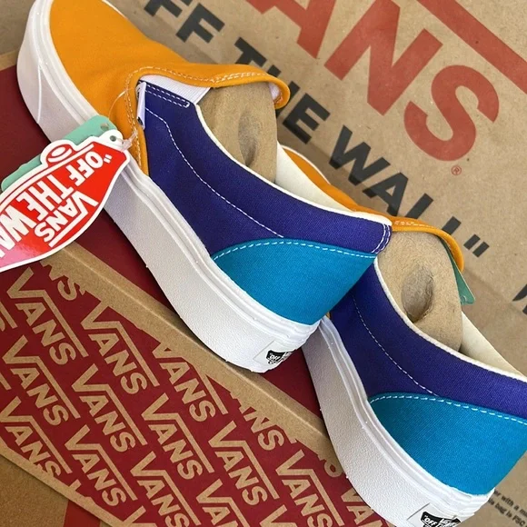 Vans Comfycush Slip-On Multi Block Multi/True White sneakers Men’s - Picture 15 of 16